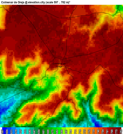 Colmenar de Oreja elevation map