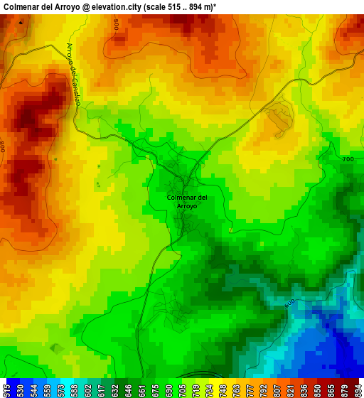 Colmenar del Arroyo elevation map