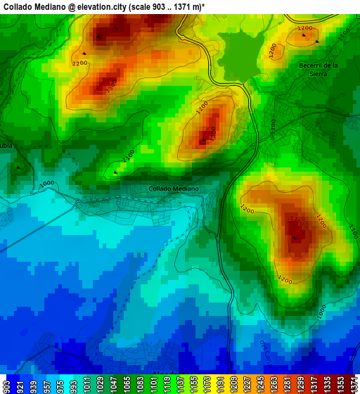 Collado Mediano elevation map