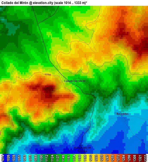 Collado del Mirón elevation map