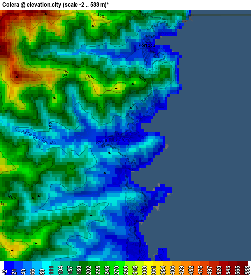 Colera elevation map