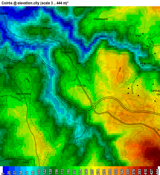 Coirós elevation map