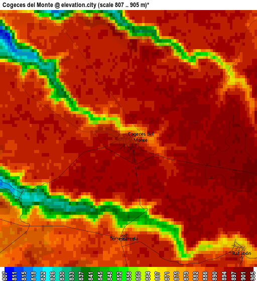 Cogeces del Monte elevation map