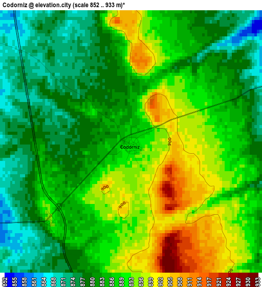 Codorniz elevation map