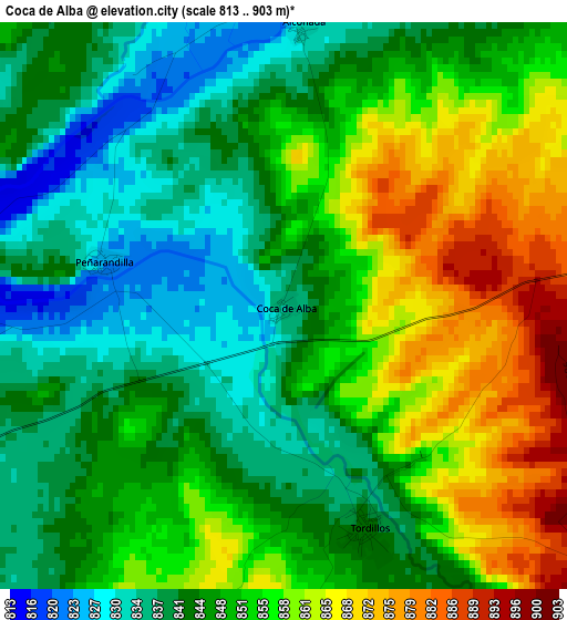 Coca de Alba elevation map