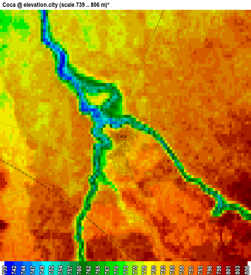 Coca elevation map