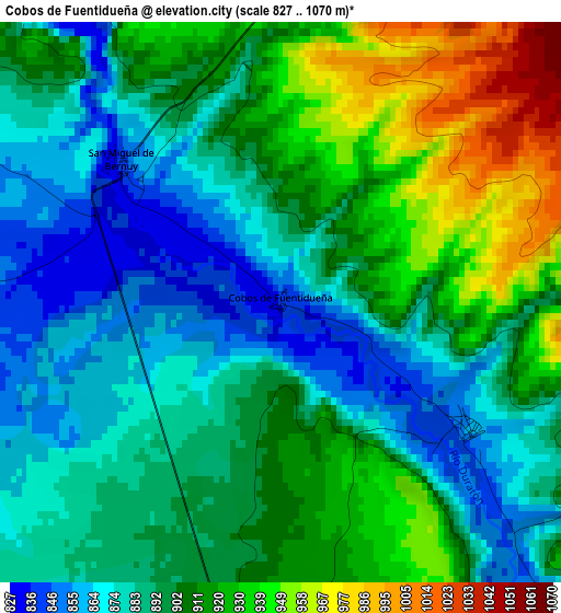 Cobos de Fuentidueña elevation map