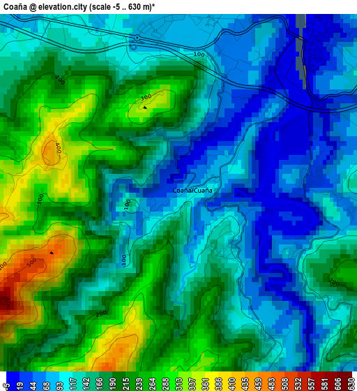 Coaña elevation map