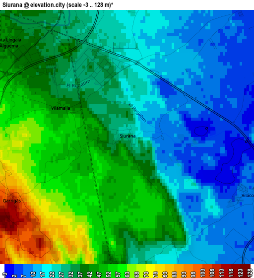 Siurana elevation map