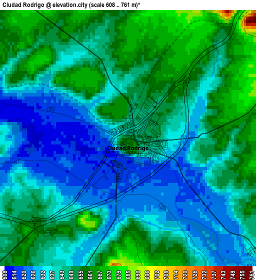 Ciudad Rodrigo elevation map