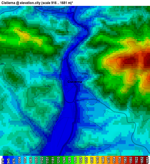 Cistierna elevation map