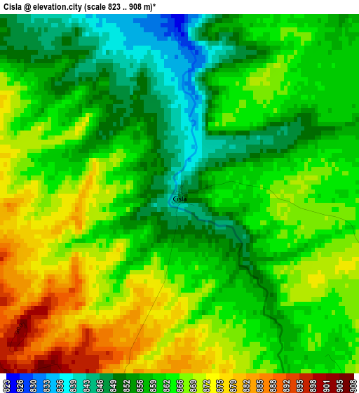 Cisla elevation map