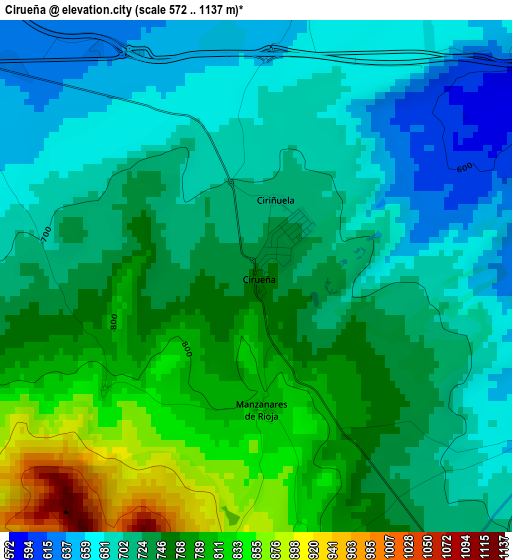 Cirueña elevation map