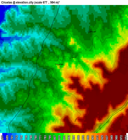 Ciruelas elevation map