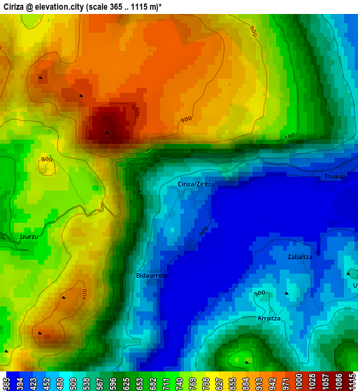 Ciriza elevation map