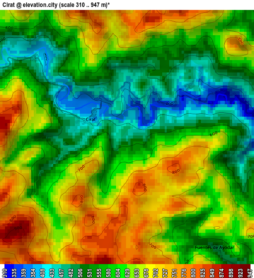 Cirat elevation map