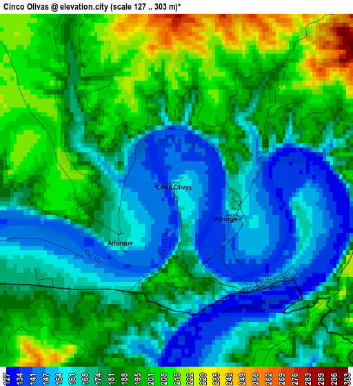 Cinco Olivas elevation map