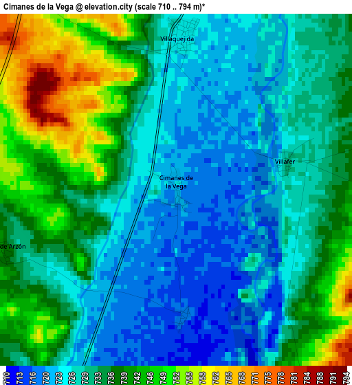 Cimanes de la Vega elevation map