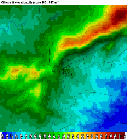 Cilleros elevation map