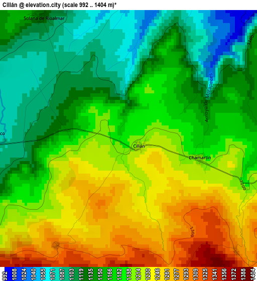 Cillán elevation map