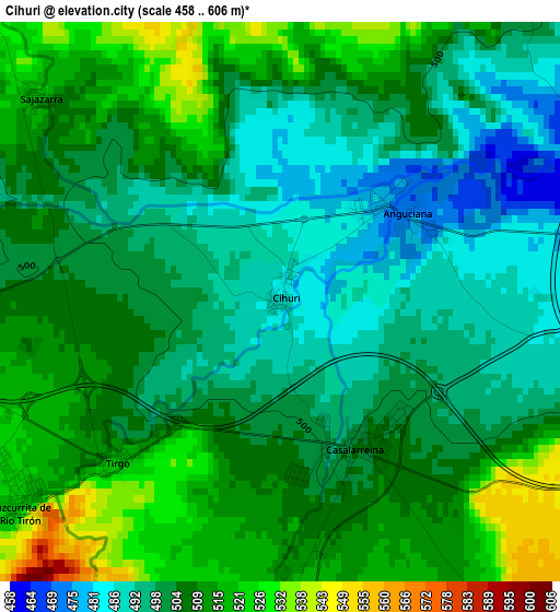 Cihuri elevation map