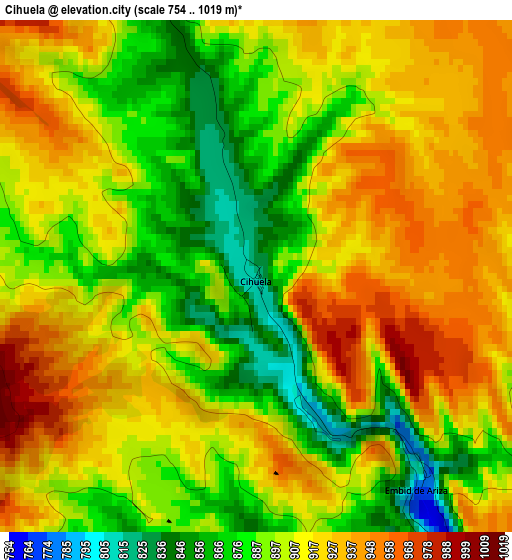 Cihuela elevation map