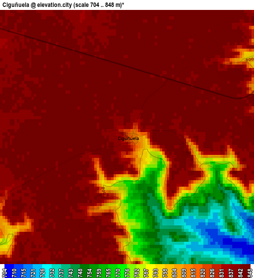 Ciguñuela elevation map