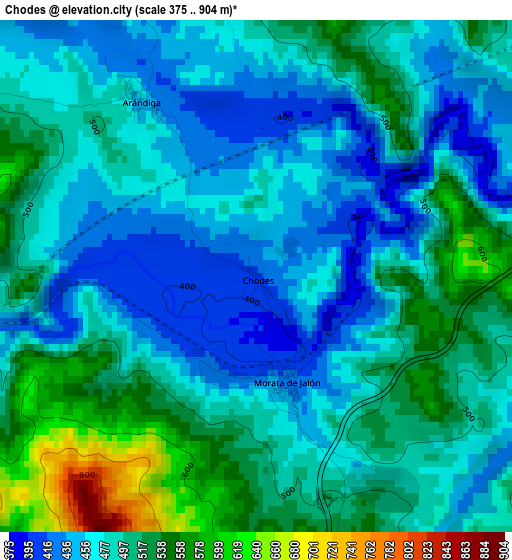 Chodes elevation map