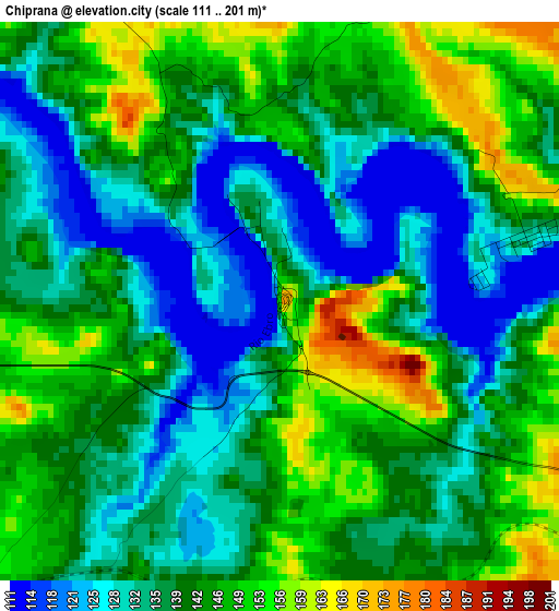 Chiprana elevation map