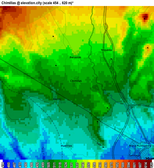 Chimillas elevation map