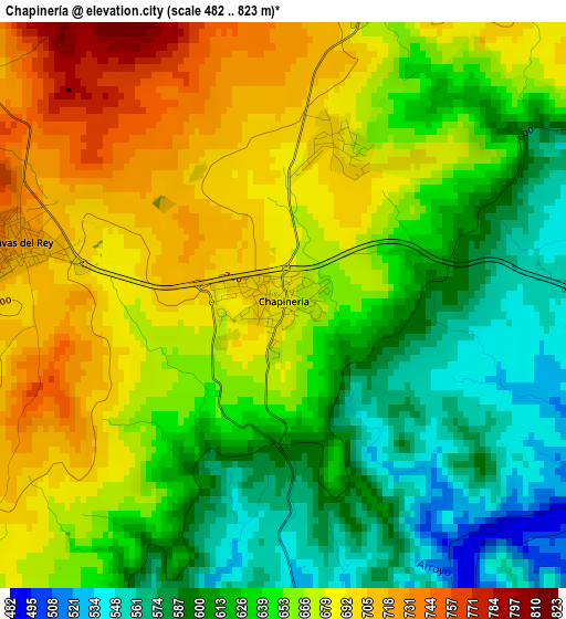 Chapinería elevation map