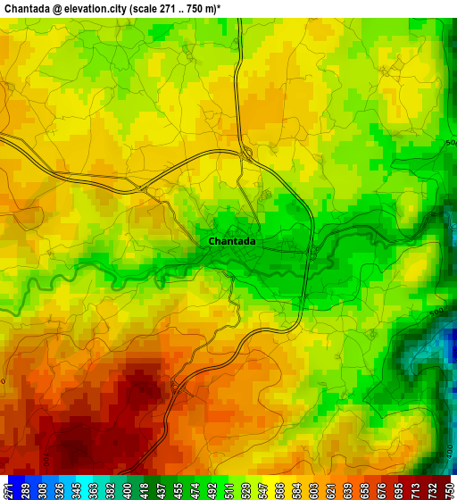 Chantada elevation map