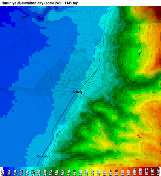 Haruniye elevation map