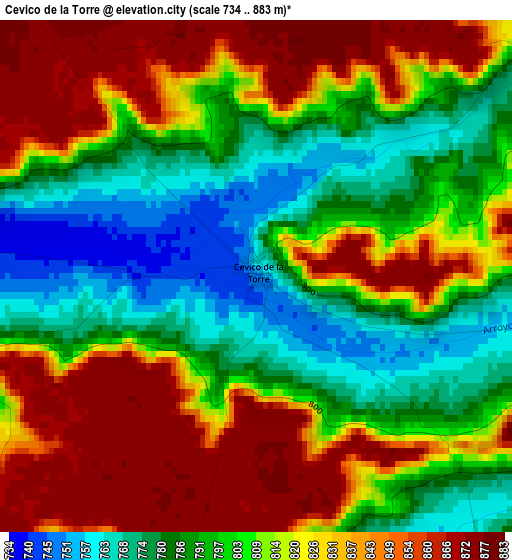 Cevico de la Torre elevation map