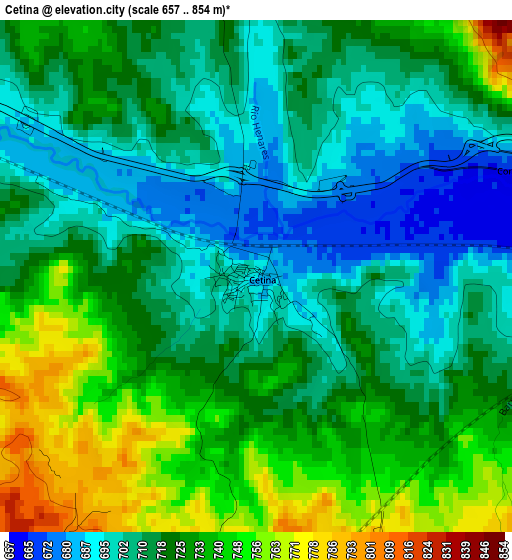 Cetina elevation map