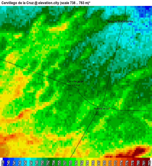 Cervillego de la Cruz elevation map