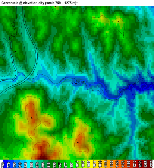 Cerveruela elevation map