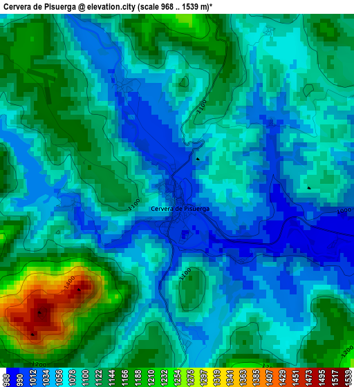 Cervera de Pisuerga elevation map