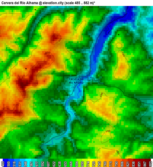 Cervera del Río Alhama elevation map