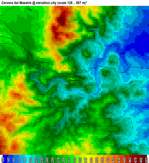 Cervera del Maestre elevation map