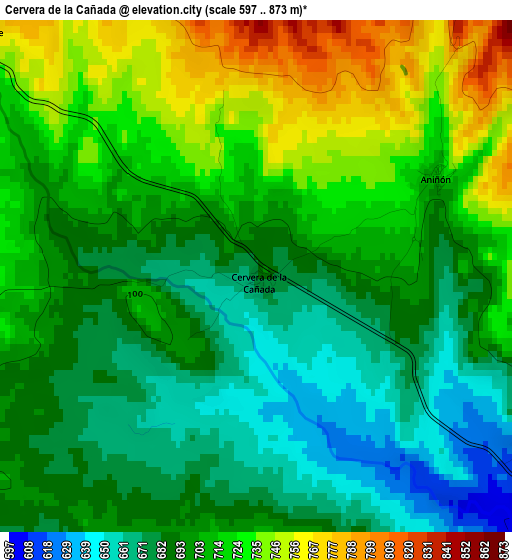 Cervera de la Cañada elevation map