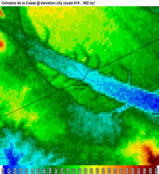 Cervatos de la Cueza elevation map