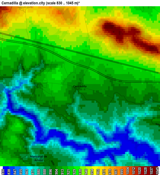 Cernadilla elevation map