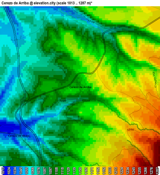 Cerezo de Arriba elevation map