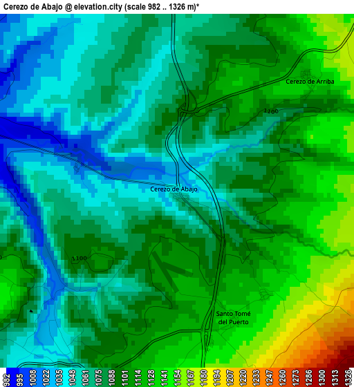 Cerezo de Abajo elevation map