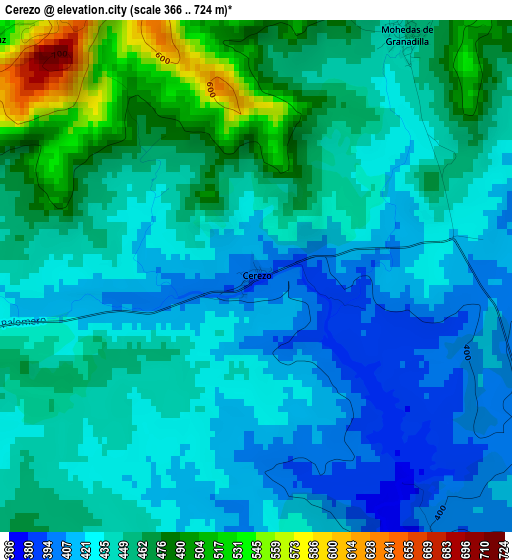 Cerezo elevation map