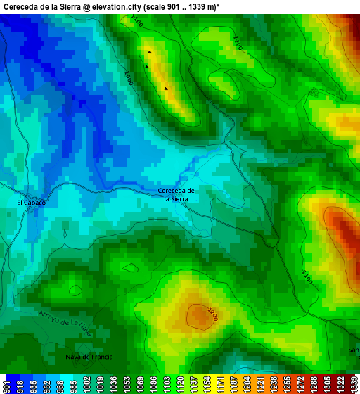 Cereceda de la Sierra elevation map