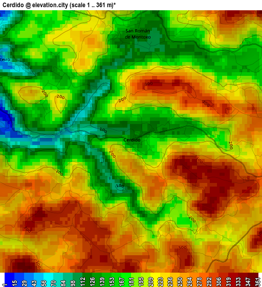 Cerdido elevation map