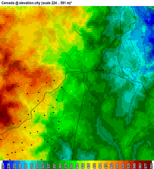 Cerceda elevation map