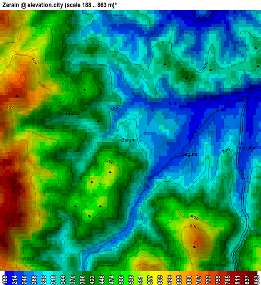 Zerain elevation map